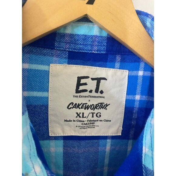 ET X Cakeworthy Unisex Blue Button Front Long Sleeve Shirt - XL - Picture 4 of 12